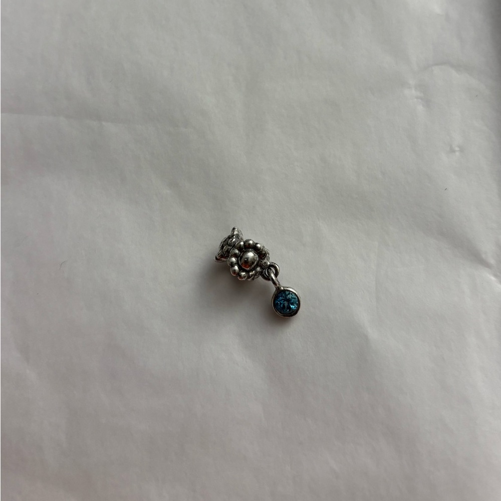 Retired Pandora sterling silver daisy dew drop dangle blue topaz